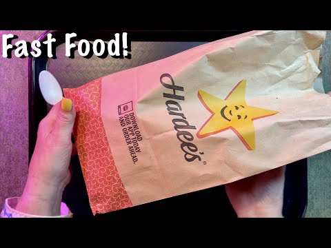 ASMR~Request~Hardee's Fast Food! (Very quiet Whispering) Paper crinkles, Crunchy bites!