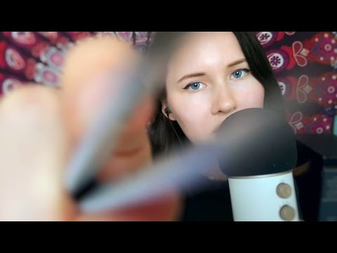 ASMR~Mouth Sounds With Face Brushing, Plucking, And Hand Movements