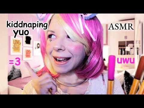 ASMR Cute anime cat girl draws d🦆cks on your forehead ✨🤪 (kidnapping you for fun)