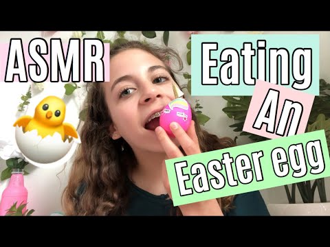 ASMR| eating an Easter Egg(hard-boiled) and cracking+crunching egg shells! 🐣