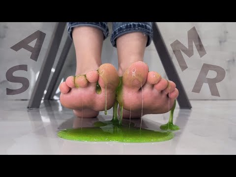 ASMR Liquid Slime & Feet Sounds | Foot Close-Up ASMR | No Talking