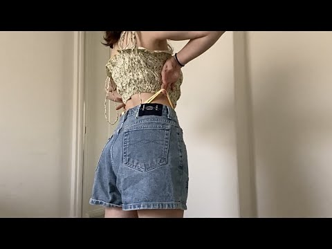 ASMR ~ jeans shorts & tank-top fabric scratching sounds