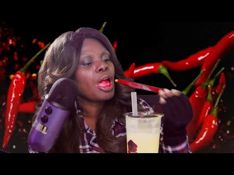 Passion Fruit Spicy Chewy Chili Stick ASMR Eating Sounds