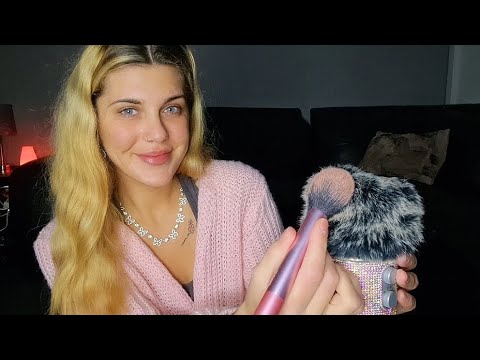 Slow and gentle ASMR ✨️ Helping you sleep, face brushing, fluffy mic brushing, whispering