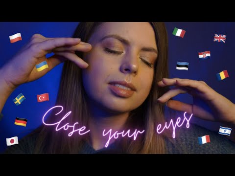 [ASMR] 😌 Whispering "Close your eyes" in 15 different languages | Hand movements, personal attention