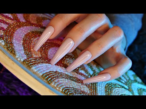ASMR with Beads & Sequins | Fast Scratching | some Tapping | some Tracing | Long Nails | No Talking