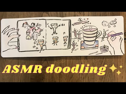 ASMR Doodling and telling you a story • Whispering, drawing and scratching • Art