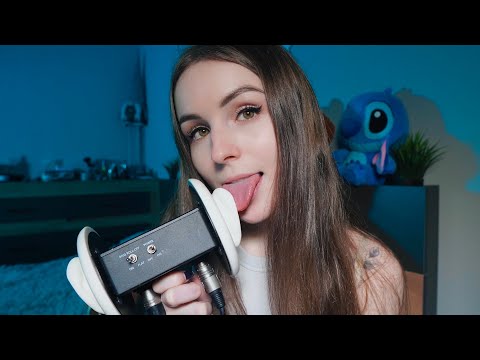 ASMR EAR LICKING, BREATHING | WATER SOUNDS, GLASS and PHONE CASE TAPPING