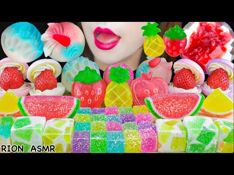 【ASMR】FRUITS JELLY,FRUITS KOHAKUTO,STRAWBERRY DAIFUKU,KANTEN JELLY MUKBANG 먹방 EATING SOUNDS