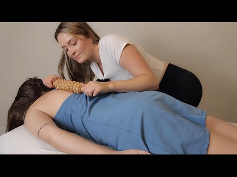 ASMR Chiropractic Adjustment of the Neck & Shoulders - Cupping, Massage Cold Therapy for muscle PAIN