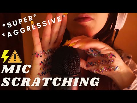 ASMR - FAST AND AGGRESSIVE MIC SCRATCHING WITH NAILS AND HANDS (100% brain melting, extra tingles)