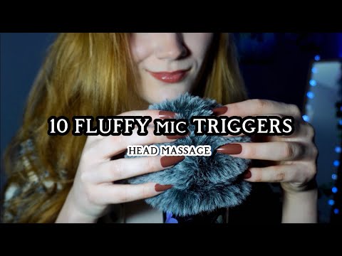 ASMR 10 triggers with FLUFFY MIC🐰(scalp massage, bugsearching, waves...🌊 )
