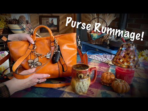 Fall Purse Rummage! (Whispered version) Switch to orange autumn bag~No tapping~ASMR