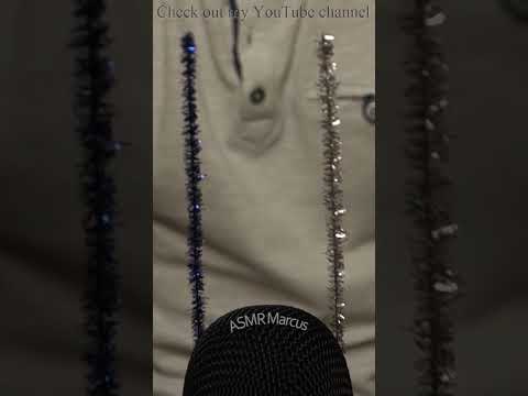 ASMR Brushing 2 glittery plastic cleaners on microphone #short