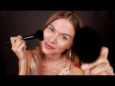 [ASMR] Brushing Your Face to Help You Sleep.  Close Up Personal Attention