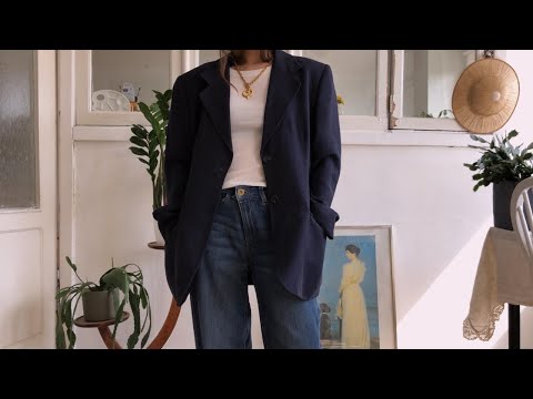 STYLING 7 outfits with thrifted clothes 🌸 thrift haul & try-on 🌸 fabric sounds 🌸 soft spoken ASMR