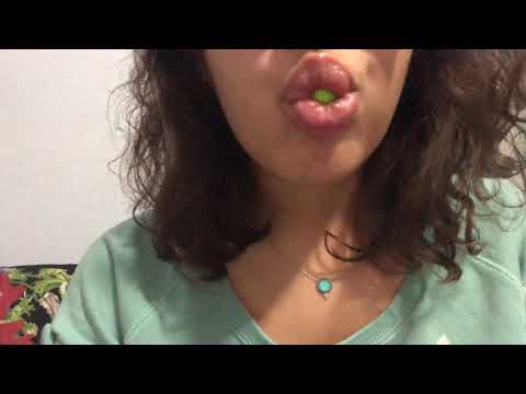 ASMR- EATING SKITTLES, LENS KISSING, LIP GLOSS, CHEWY CANDY