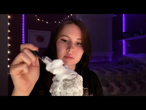 Background ASMR (plastic wrap on the mic with mic brushing + shaving cream on the mic)✨No Talking!