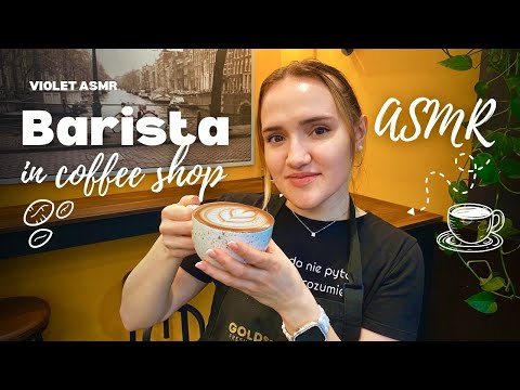 COFFEE SHOP ASMR(making coffee, taking order, drinking coffee)