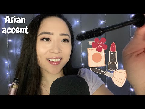 ASMR | Asian Accent, Sweet Makeup Application, Inaudible Whispering
