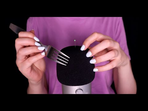 ASMR Fast Mic Scratching with Nails, Forks, Pins & Wooden Sticks (No Talking)