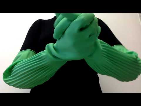 #RubberGloves #ASMR Mummy Full Arm Very Long Length Green Rubber Glove Sounds for Relaxation #Rubber