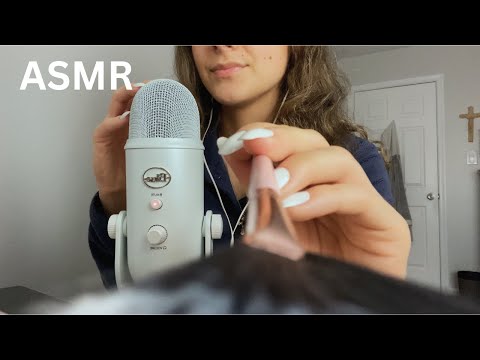 ASMR different brushes on the mic with hand movements & tapping