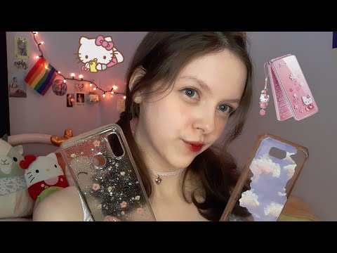 ASMR tapping on phone cases with a bit of phone screen tapping ♡ (whispered)
