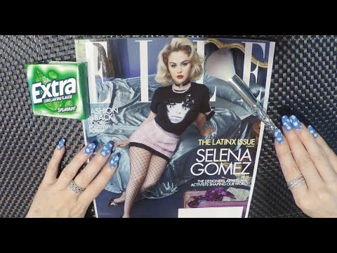 ASMR Gum Chewing Magazine Flip Through | Selena Gomez | Tingly Whisper