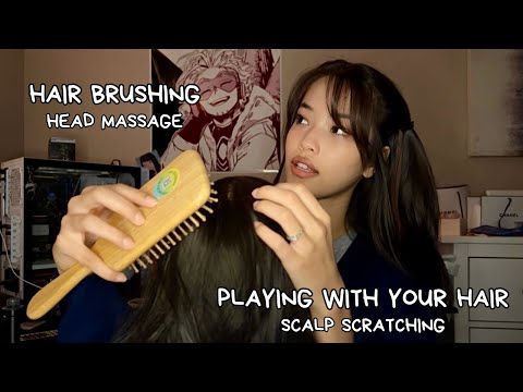 ASMR Let Me Play With Your Hair Soft Spoken 🌷 (hair play, hair brushing, scalp scratching)