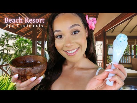 ASMR Luxury Beach Resort SPA🌺 Facial Treatment & Coconut Oil Massages W/ Layered Sounds