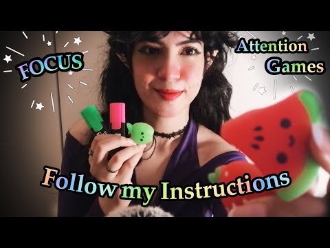 ASMR Follow my Instructions + Focus Games for Anyone with Short Attention Span 🍍🍏🍓🍇