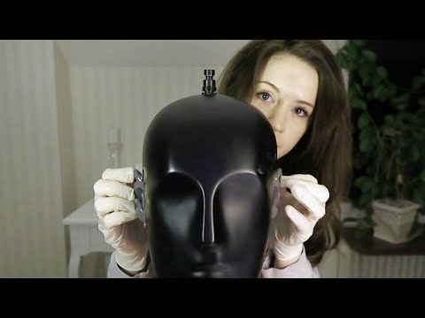 ASMR Ear massage with oil and latex gloves
