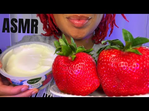 ASMR | Eating Giant Strawberries 🍓 w/ Fruit Dip