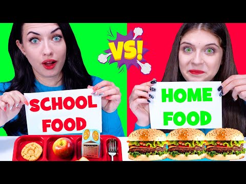 ASMR School Food VS Home Food Challenge By LiLiBu