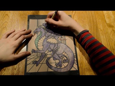 [ASMR] Coloring Hydra Dragon with Crayons (Part 1)