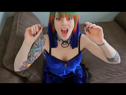 ASMR Vampire Tickles A Giant | Long Pointed Fake Nails