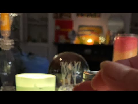 ASMR relaxing whispers, lens brushing and candlelight