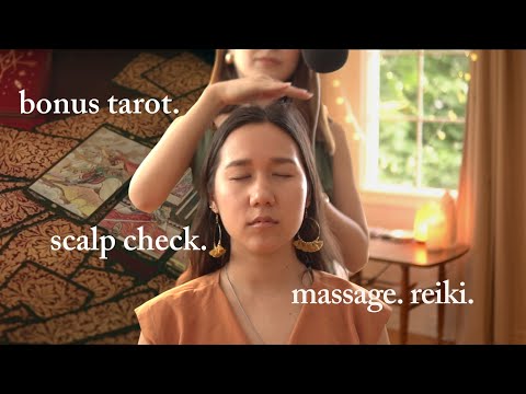 ASMR Real Person Scalp Check & Reiki Massage w/@semideasmr + BONUS Intimate Tarot Reading
