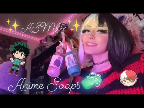 ASMR// Anime Soaps🧼✨ haul pt.3 ((MOON LOVE BATH))(tapping, whispering, & spraying sounds)💖