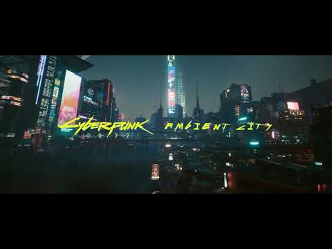Cyberpunk 2077 | Night City Ambience 👀🎧 Rooftop Waterfront (4K Ultrawide)