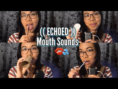 ASMR: Tingly Echoed Mouth Sounds - Mic, Tube, Spoolie, Ear, Pen & Finger Noms! 👄💦(+ Whispers)