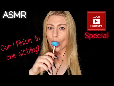 ASMR JAWBREAKER LOLLIPOP MOUTH SOUNDS (1000 SUBSCRIBERS SPECIAL) CAN I FINISH IN ONE SITTING?