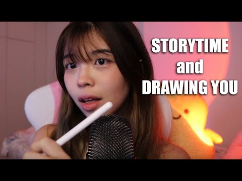 ASMR whisper mouth sounds STORYTIME while drawing you!