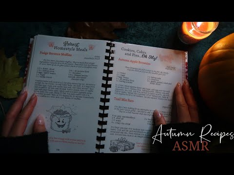 ASMR Cosy Autumn Recipes🥧🍂 Reading/Crinkles/Tracing/Fire Sounds
