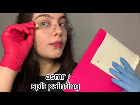 asmr spit painting (facial face and hand)latex gloves asmr,