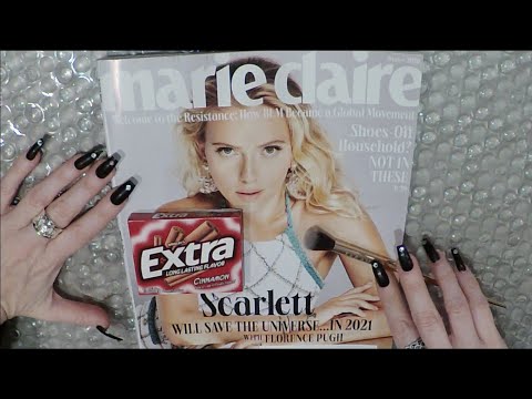 ASMR Gum Chewing Magazine Flip Through | Scarlett Johansson | Close Tingly Whisper