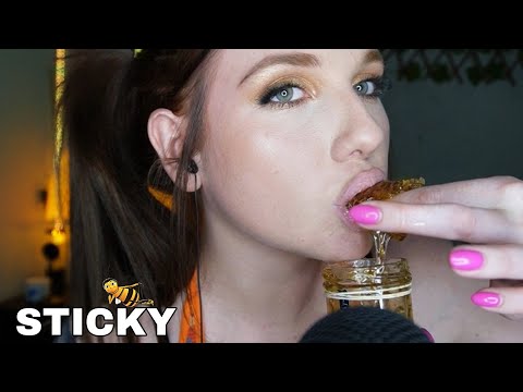 ASMR | 🐝 Eating Raw Honeycomb (sticky eating sounds & LOTS of whispers ) 🍯