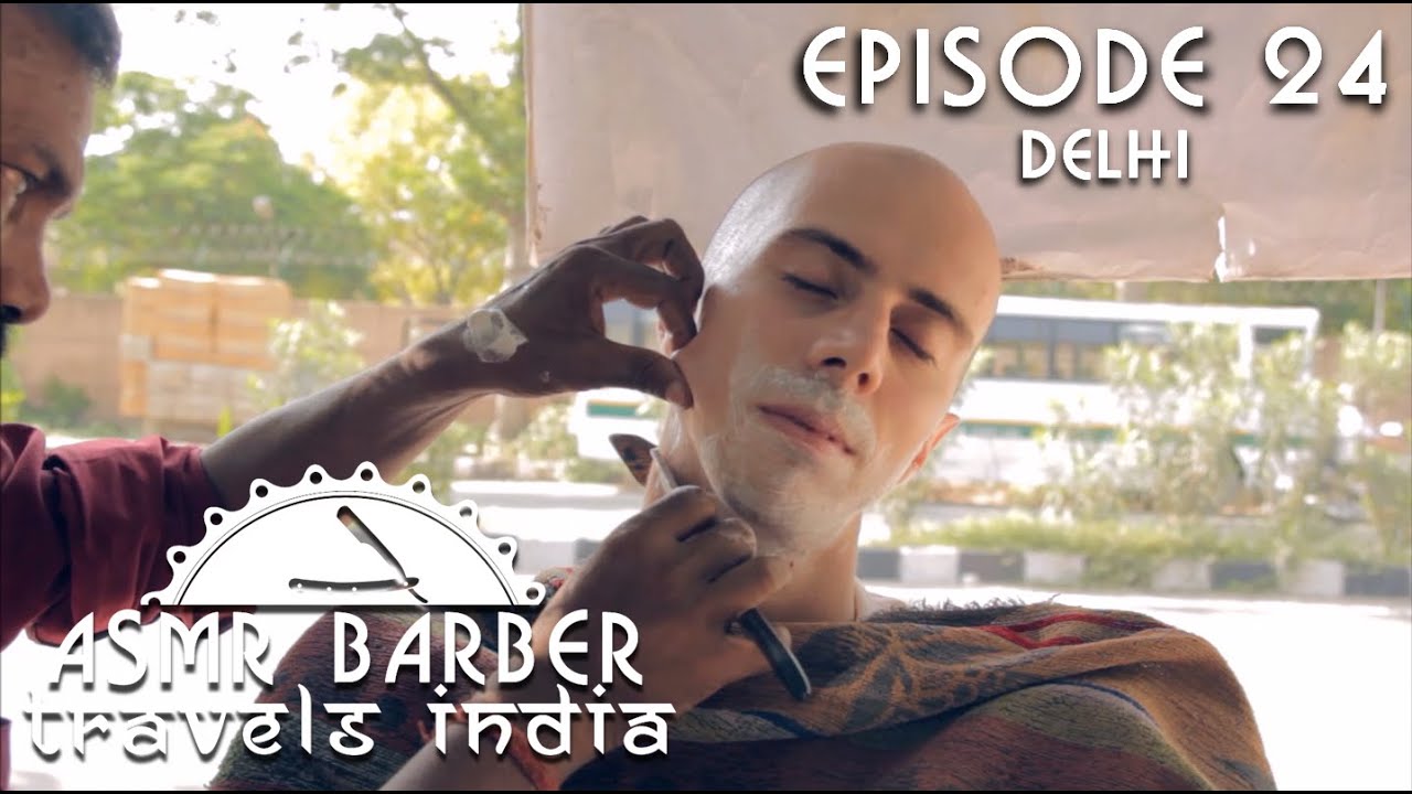 Street Indian Barber - face Shave and Head Massage with Neck Crack - ASMR no talking
