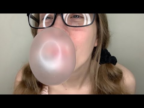 ASMR Gum Chewing & Bubble Blowing (Bubble Yum Gum)